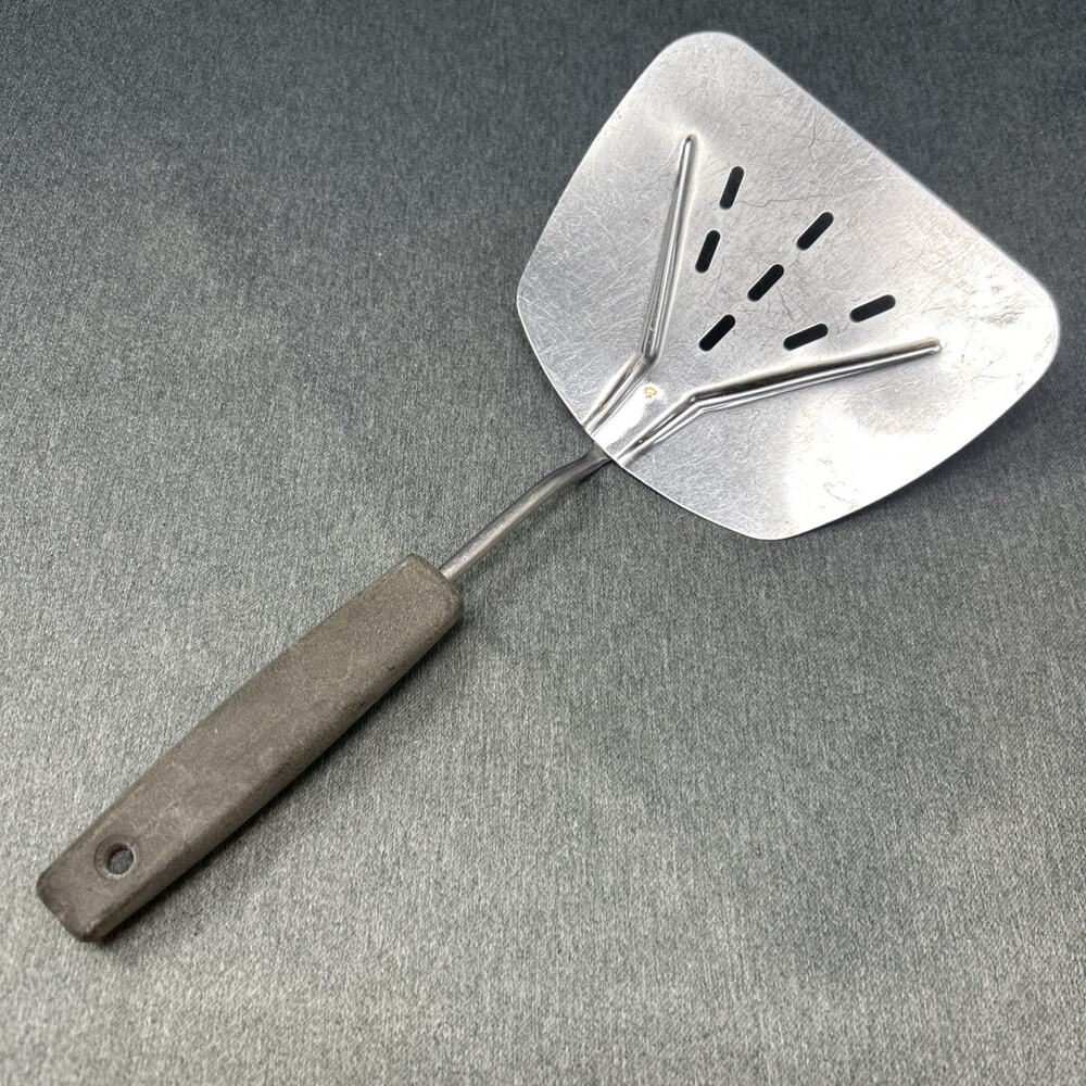 Vintage Foley Stainless Steel Wide Slotted Spatula Curved Turner Flipper USA